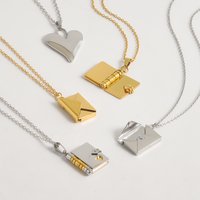 1Pc Stainless Steel Hip Hop Openable Couple Heart Book Locket Pendant Necklaces Sweet Love You Letter Envelope Collares Jewelry