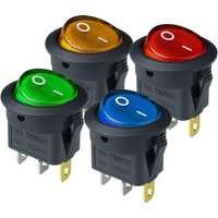 4Pcs 12V/220V Led Switch 10A 12V Light Switch Power Switch Car Button Lights ON/OFF 3pin Round Rocker Switch KCD1