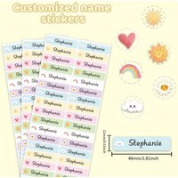 60/120/180/240pcs. Customizable transparent name stickers, 1.81x0.43in, for school/office. Cute designs, durable.
