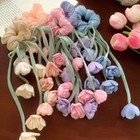 Tulips Floral Floral Scrunchie With Dangling Ribbon Le Muguet Hair Tie Ethereal Design Hair Accessory Fashion Accessory