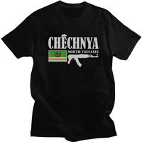 Custom Chechnya Fighter T Shirts Men Pure Cotton Tee Tops Chechen Flag Tshirt Casual T-shirt
