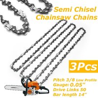 Chaîne de tronçonneuse Semi-ciseau, 3 pièces/ensemble 14 pouces, pour Stihl MS170 MS180 3/8 "LP pas 0.050" calibre 50 maillons d'entraînement