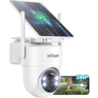 ieGeek 2K Wireless Outdoor WiFi Surveillance Camera with Removable Solar Panel, 360° Panoramic PTZ, Night Vision Colour, PIR