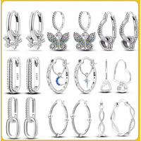 Hot Sale 925 Sterling Silver Heart Earrings Fit Original Charms Hoop Earrings For Women girls Stud Earring Fine Jewelry Gifts