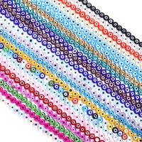 1 Strand 4/6/8/10mm Colored Evil Eye Lampwork Beads Loose Spaced Flat Round Glass Bead For DIY Charms Bracelet Earring Wholesale
