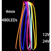 4mm COB LED Strip Lights 12V 24V 480leds/m Multicolor For Car FOB Home Decoration Linear Lighting Red Blue Flexible Ribbon