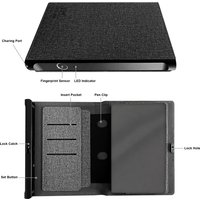 Premium Fingerprint Lock Journal Notebook Diary Planner Organizer Wallet with Credit Name Card Pen Holder
