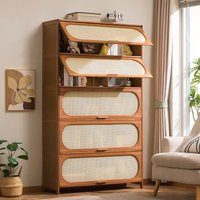 Bamboo storage cabinet, living room storage rack, multi-layer storage cabinet, breathable cabinet door, kitchen utensil cabinet