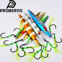PROBEROS 1PC Artificial Bass Saltwater Fish Lures Slow Shake Metal Plate Bait 60-100g Artificial Feather Assisted Hook Hard Bait