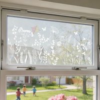 Frosted Flower Static Glass Sticker Floral Plants Decorative Static Window Waterproof UV Sun Blocking Glass Sticker Cover for Ho