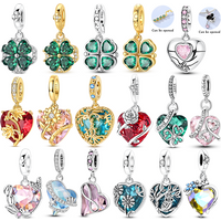 Hot Sale 925 Sterling Silver Charms Bead Zircon Good Luck Love You Forever Pendants Fit Bracelet Pendant DIY Jewelry Gift