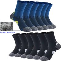 Men Sports Socks Shock-absorbing Cushion Terry Towel Basketball Cycling Running Hiking Tennis Socks for Women 1/3/6 Pairs