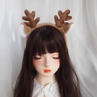 Christmas Costume Snowflake Deer Ears and Antlers Headband Cosplay Accessories Realistic Animal Ears Plush Headwear Hair Accessories