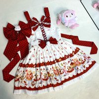 Cute lolita genuine jsk strap skirt daily versatile cute rabbit original bodycon dress vestidos Regular Fit
