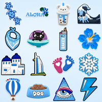 1/16PCS Blue Series Shoe Charms Lighter Accessories, Lightning-Patterned Scarf Charms for Shoes, Footprint Sandals Clog Buckles