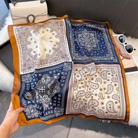 Luxury Square Scarf For Women Elegant Ladies Hijab Paisley Print Neckerchief Bandanas Summer Soft Stain Faux Silk Scarves Shawl