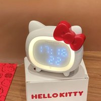 Kawaii Sanrio Hello Kitty Mini Smart Alarm Clock with LED Night Light Bedside Timer for Home Office Cute Anime Cartoon Gift Toys