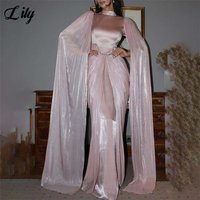 Lily Light Pink Prom Dresses High Neck Evening Dress Off the Shoulder Trumpet Party Dress Crystal vestidos de fiesta Customized