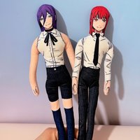 Anime Makima & Reze Cosplay Doll Plush Stuffed Abstract Twistable Iron Wire Figure Doll Halloween Cosplay Props Gifts