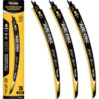 TOLESA 3PCS Reciprocating Saw Blades Japanese Teeth Reciprocating Saw Blades 15inch Arc Edge Wood Pruning Saw Blade for Trim Cut