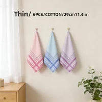 Thin feel 29cm/11.4-inch cotton fresh striped series small handkerchief fashionable decoration soft and sweat absorbing 3-6PCS