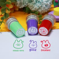 3 rabbit evaluation stamps teaching feedback correcting homework Needs work/good/Excellent