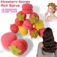 12Pcs New Sponge Curler Foam Strawberry Ball Cute Big Wave Modeling Tool Soft Foam Sponge Rollers Curling Women Hair Styling