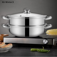 【Wg】Stainless Steel Single/Double-Layer Steamer Basket Strainer Pot Steaming Grid Thickened Generic Food Steam Rack Home Cooking
