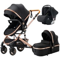 Kinderwagen für Neugeborene, 3-in-1, mit Autositz, Hochansicht, Kinderwagen mit Sitz- und Liegefunktion, multifunktionaler Kinderwagen