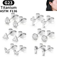 1 Pair G23 Titanium Piercing Ear Stud for Women 20G Cross Round Butterfly Stud Earrings Tragus Cartilage Helix Pierc Jewelry