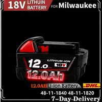 Kostenloser Versand Neuer M18 Akku 18V 12,0Ah 9,0Ah Ersatz-Lithium-Akku für Milwaukee M18 48-11-1815 48-11-1850 2604-22 Akku
