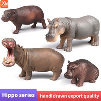 Cute Wild Animal Figurine Hippo Set Simulation Kids Toy Action Figure Collection Educational Gift for Children