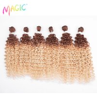 Magic Body Wave Synthetic Hair Extensions 30 Inches Ombre Blonde Orange Fake Hair Bundles Super Long Hair Weave Synthetic Hair