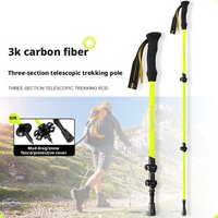 Carbon Telescopic Three Section Climbing Cane Adjustable Walking Hiking Sticks Ultralight Foldable 3-sections Trekking Poles