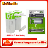 1.5V D Size 12000mWh LR20 Rechargeable Lithium Battery with Type-C Charging Cable for Flashlight, Gas Stove, Water Heater