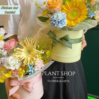 ใ12x12cm Arranged Round Flower Gift Box Preserved Bouquet Elegant Box For Wedding Party Rose Flower Packaging Decorใ