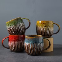 Creative Coffee Mug 20.29oz Japanese Kiln - Change Glaze Ceramic Cup Unique Design for Couples Home Office Beer Milk Water Use