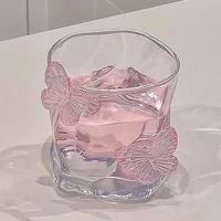 Butterfly Transparent Whiskey Twisted Glass Cup,High Beauty Water Cup Beer Glass Household Juice Glasses Cold Drink Glassware