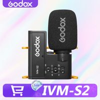 Godox IVM-S2 Camera-Mount Cardioid Shotgun Microphone with 3.5mm TRS Audio Output for Vlogger Shooting Interviewing