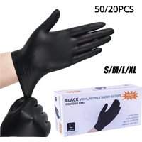 50/20PCS Disposable Black Nitrile Gloves Latex Free Waterproof Durable Suitable for Kitchen Food Processing Beauty SalonFamily