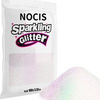 NOCIS White Glitter, 100g / 3.5oz Iridescent Fine Glitter for Crafts, Resin, DIY Jewelry Keychains Flowers Party Decorations