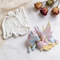 Silicone molds for elves and wolves, glue application molds, for creating resin and gypsum artworks, and decorative pendants