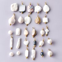 2/4Pcs Stainless Steel Summer Multiple White Natural Pearl Pendant Bijoux Irregular Sea Heart Shell Pendant Jewelry Wholesale