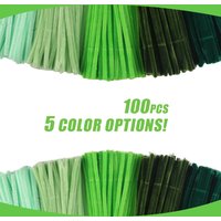 100PCS green Chenille Stem Twisted Rod Root Fluffy Bar Iron Wire DIY Handcraft Twisting Decorations Pipe Cleaners Plush 5 Colors