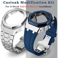 Stainless Steel Bezel Mod Kit Case Band for G-Shock GA-2100 2110 GA2100 GA2110 GA-B2100 Modification Cover Metal Rubber Strap