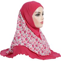 H326 Teenage girls medium size 65*60cm pray hijab with chiffon prints muslim scarf islamic headscarf hat amira pull on headwrap