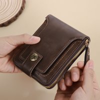 High Quality Durability Vintage Men's Short Wallet, Solid PU Leather Hasp Zipper Card Holder, Convenient Daily Accessory Purse
