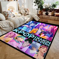 D-Demon Hunters Carpet KPOP Anime Rug Soft Flannel Washable And Anti-Slip Birthday Gifts Home Decor Bedroom Room Decorations