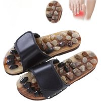 Massage Stone Shoes Acupressure Massage Slippers with Natural Stone Therapeutic Reflexology Sandals for Foot Acupoint Massage