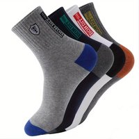 5 pairs of randomly mixed color men's business mid tube socks, anti odor and sweat absorbing, all season casual, breathable